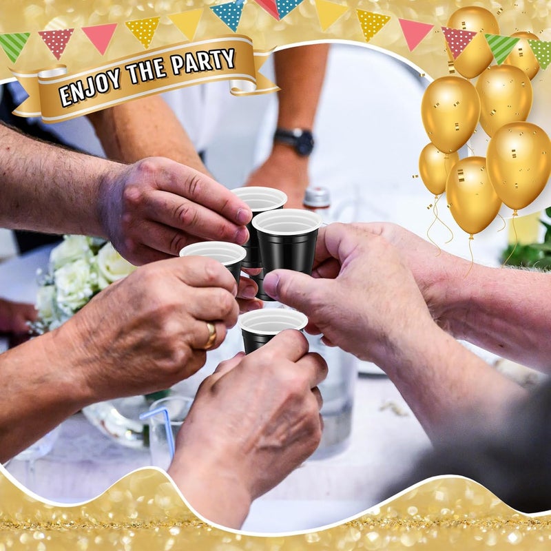 Layhit 200 Pack 2oz Shot Cups Plastic Shot Glasses Mini Disposable Cups for Valentines Day Wedding Birthday Party Supplies Beer Drinking Serving Snacks Samples Tastings(Black) - Image 4